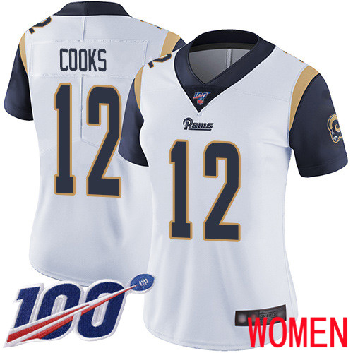 Los Angeles Rams Limited White Women Brandin Cooks Road Jersey NFL Football #12 100th Season Vapor Untouchable->women nfl jersey->Women Jersey